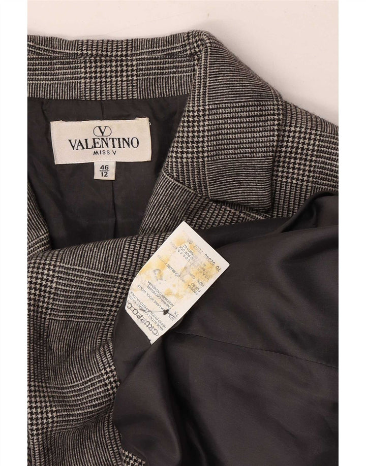 Jachetă Valentino pentru femei, cu 3 nasturi, UK 12, gri mediu, picior de găină