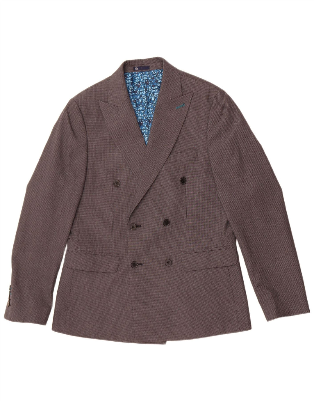 Penguin Mens Double Breasted Blazer Jacket UK 40 Large Grey Houndstooth