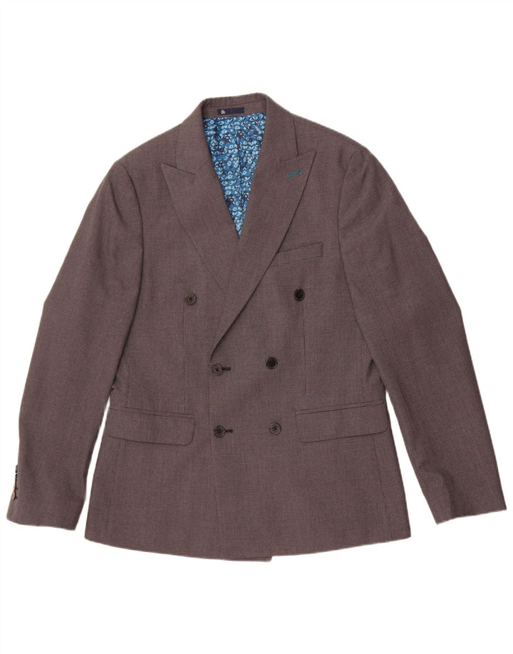 Penguin Mens Double Breasted Blazer Jacket UK 40 Large Grey Houndstooth