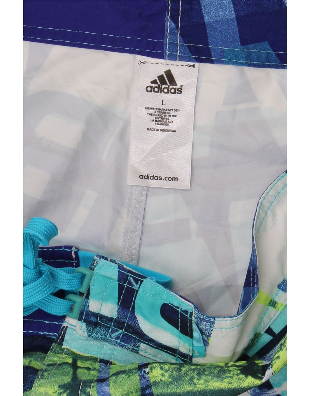 Adidas Mens Abstract Pattern Graphic Swimming Shorts Large  Blue Polyester