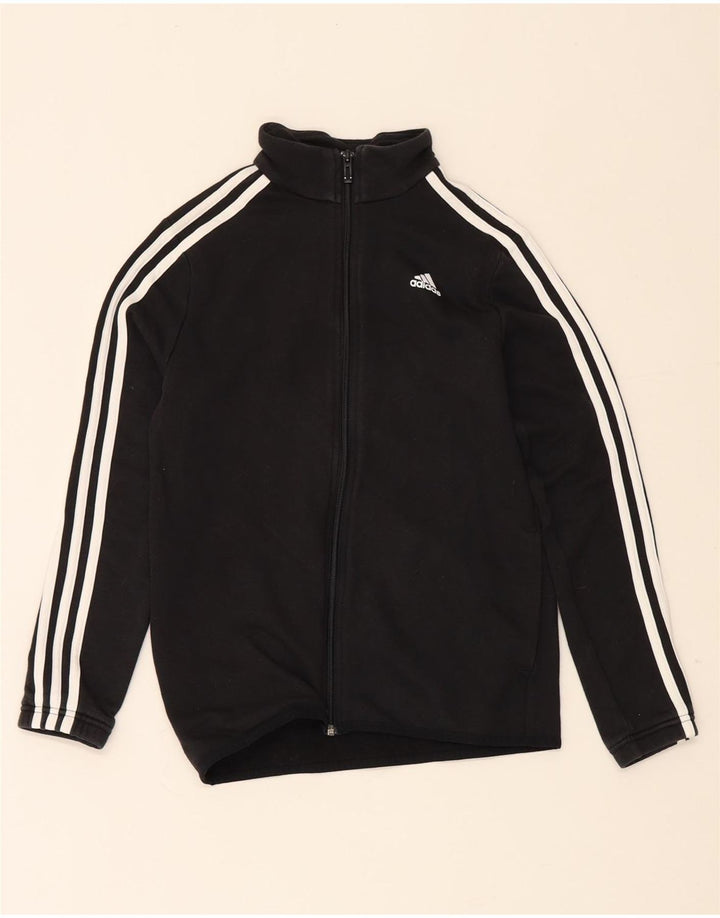 Adidas Boys Tracksuit Top Jacket 11-12 Years Black Polyester