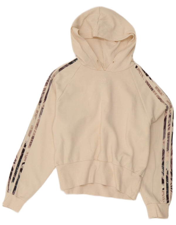 Adidas Γυναικείο Hoodie Jumper UK 12/14 Medium Off White Βαμβακερό