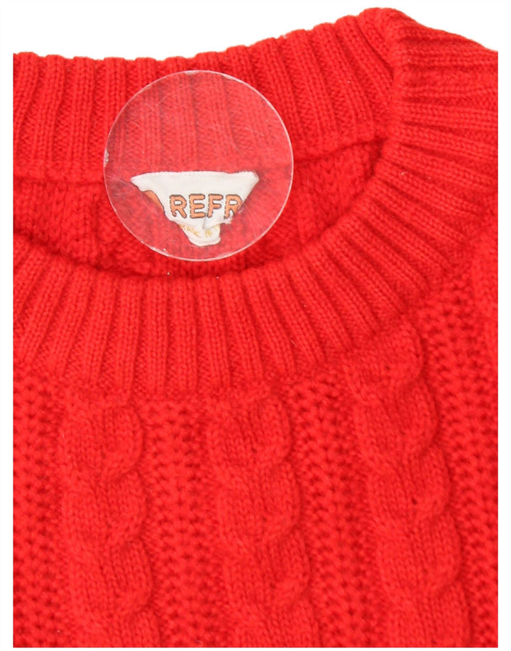 Vintage hombres cuello redondo jersey suéter pequeño rojo