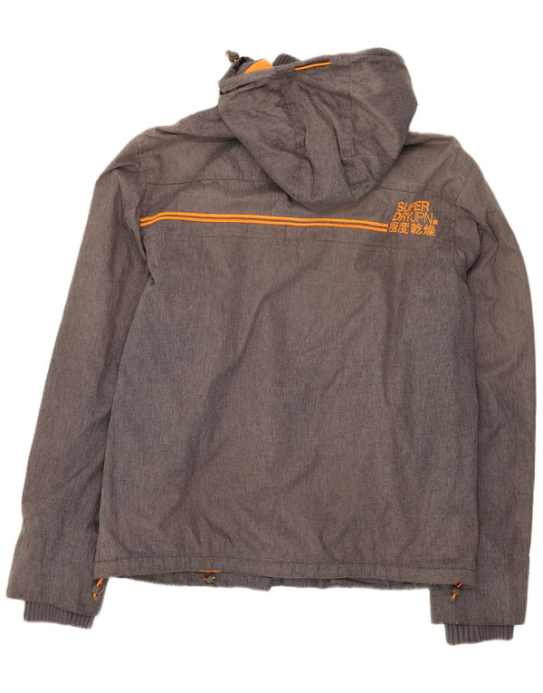 Superdry Mens Windcheater Hooded Windbreaker Jacket UK 40 Large Grey Sports