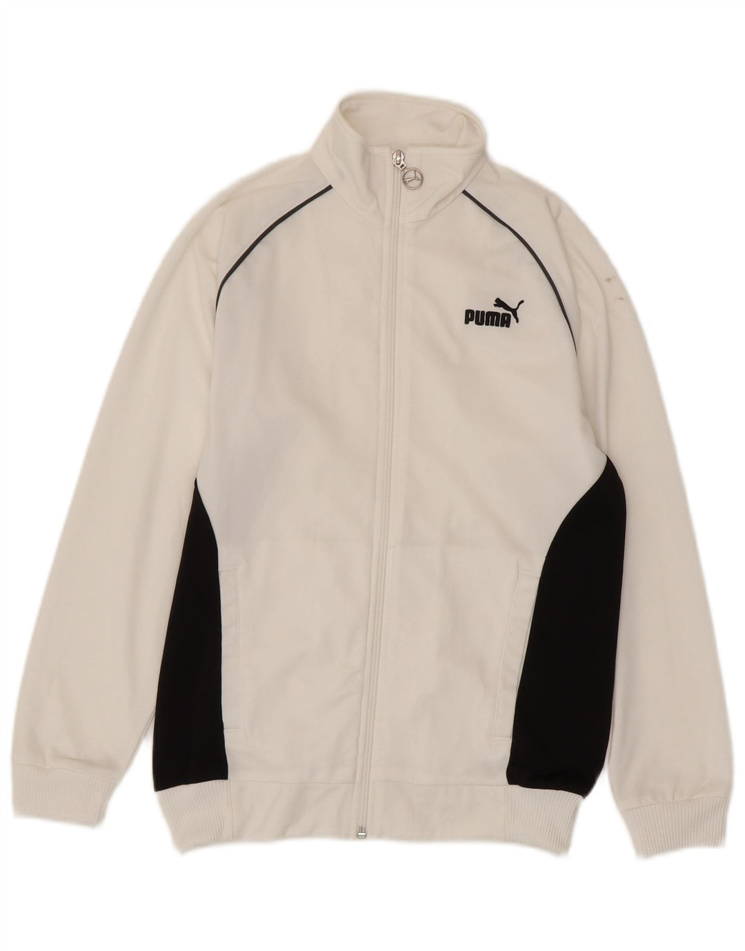 PUMA Girls Tracksuit Top Jacket 11-12 Years White Colourblock Polyester