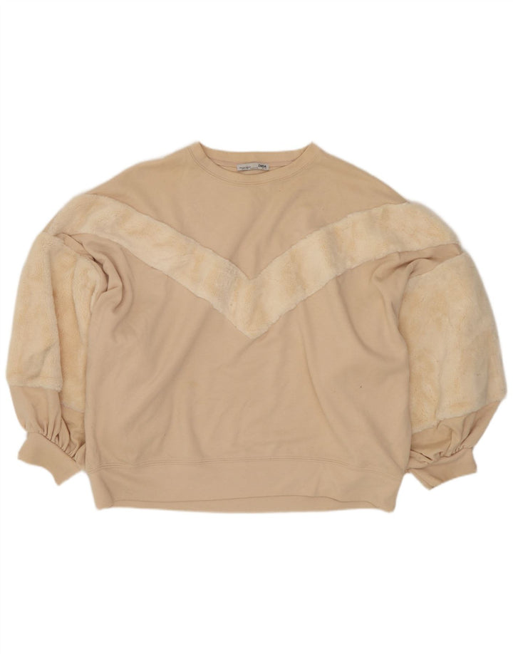 Zara Womens Crop Oversized Sweatshirt Jumper UK 10 Small Off White