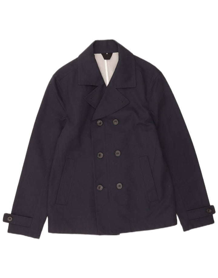 Marks & Spencer Mens Pea Coat UK 38/40 Small Navy Blue Cotton