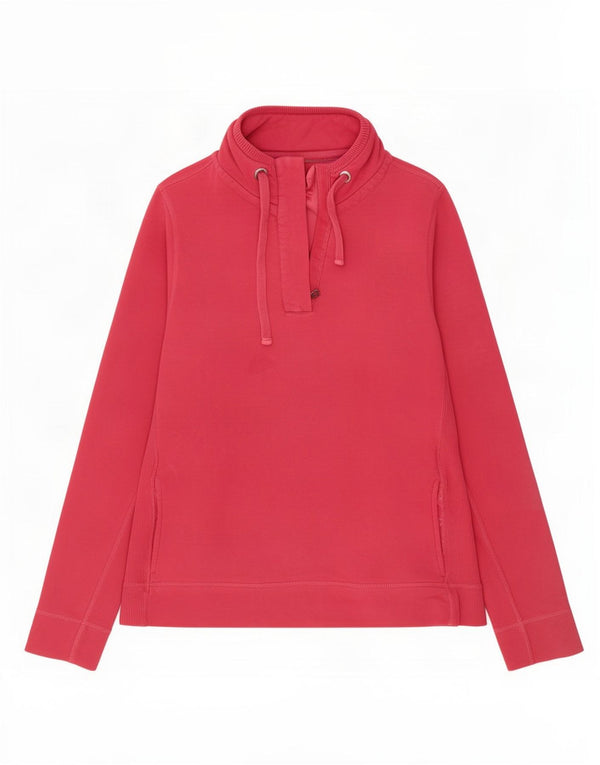 Fat Face Dame Zip Neck Sweatshirt Jumper UK 16 Large Pink Bomuld