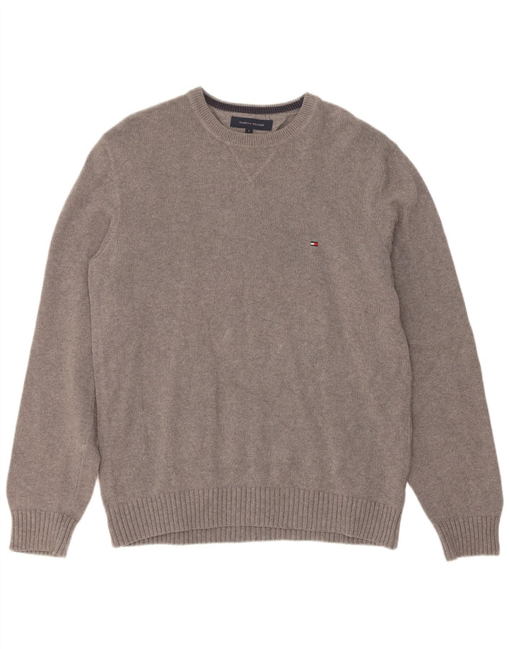 Tommy Hilfiger Mens Crew Neck Jumper Sweater Large Grey