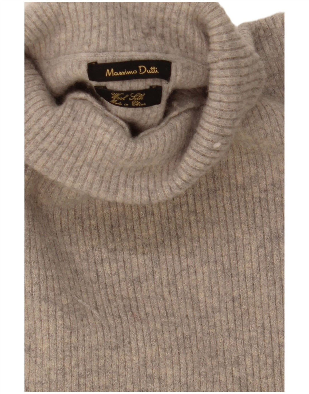 Massimo Dutti Womens Roll Neck Jumper Sweater UK 12 Medium Grey Wool