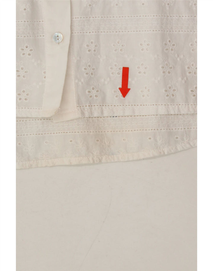 VINTAGE Womens Short Sleeve Shirt UK 14 Medium White Vintage Vintage and Second-Hand Vintage from Messina Hembry 