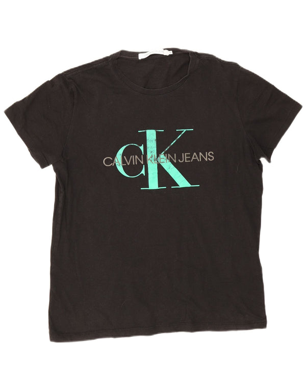 Calvin Klein Jeans Mens Graphic T-Shirt Top Medium Black Cotton