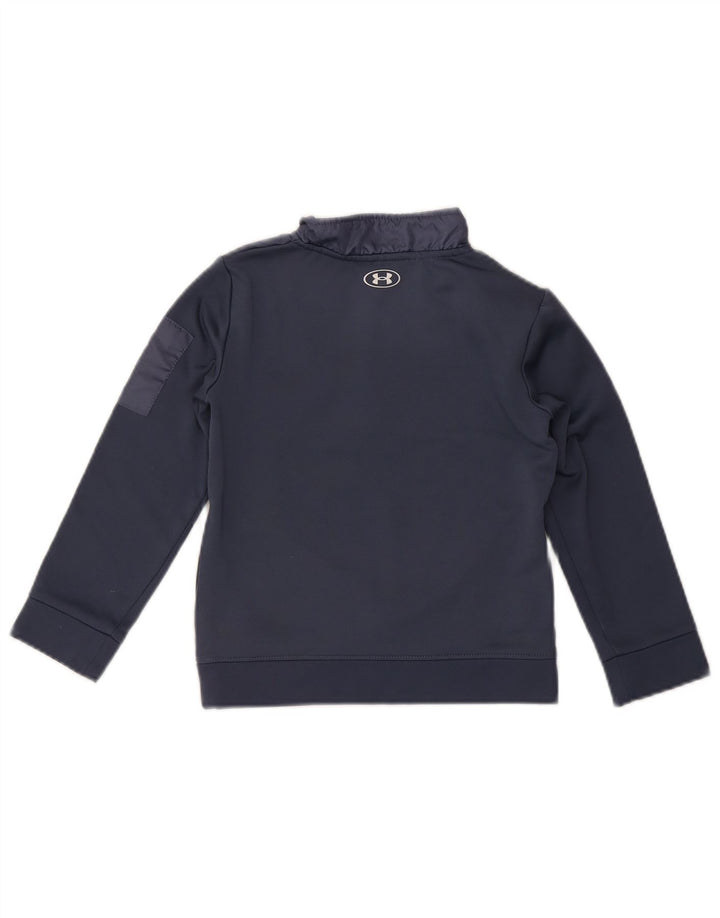 UNDER ARMOUR Boys Zip Neck Sweatshirt Jumper 6-7 Years Navy Blue Polyester