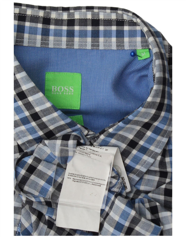 Hugo Boss Mens Shirt Medium Blue Check Cotton