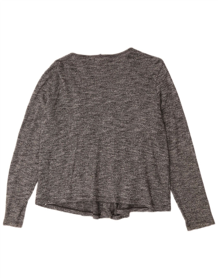 Gap Womens Open Cardigan Sweater UK 14 Medium Grey Flecked Cotton