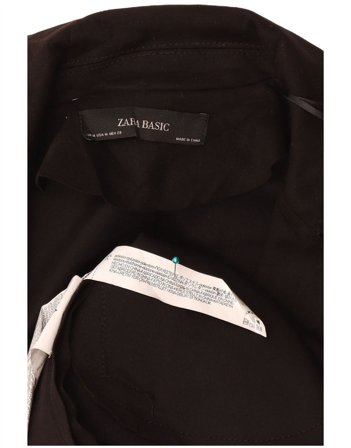 Zara Womens Basic Overcoat UK 12 Medium Black Polyester
