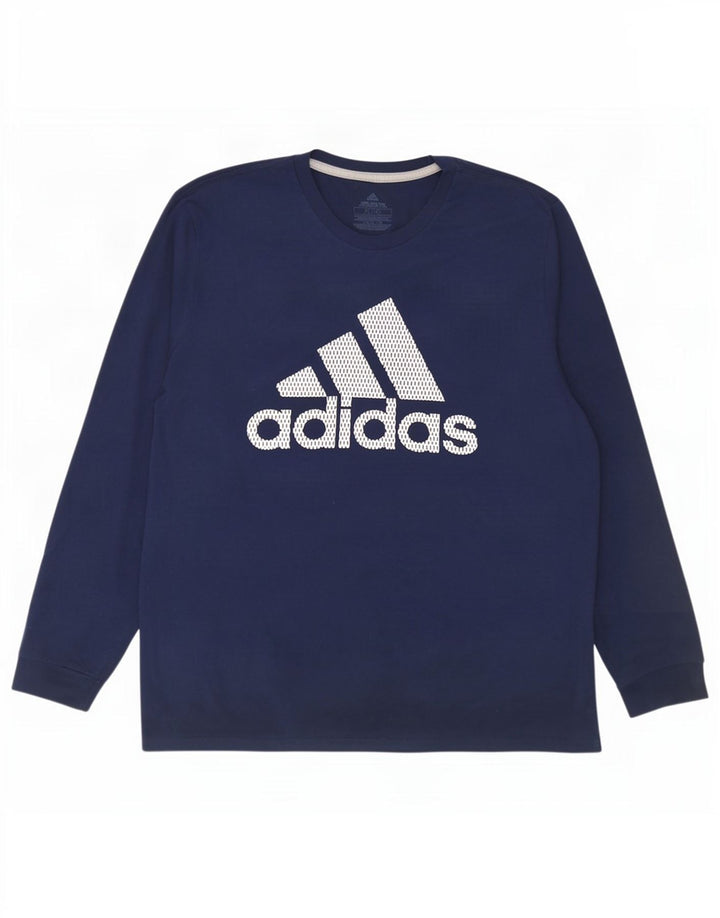 Adidas Uomo Climalite Graphic Top Manica Lunga XL Blu Navy Poliestere