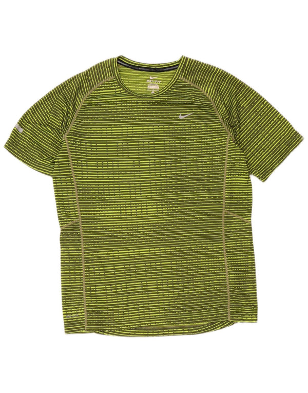 T-shirt Nike Dri Fit da donna Top UK 14 Poliestere a righe verde medio