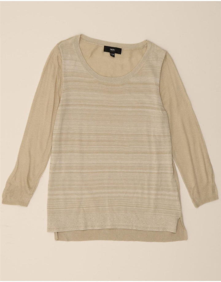 MOSSIMO Womens Boat Neck Jumper Sweater UK 12 Medium Beige Flecked Vintage Mossimo and Second-Hand Mossimo from Messina Hembry 