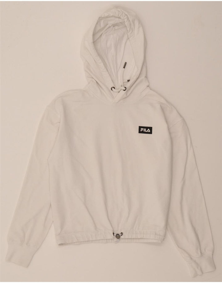 FILA Womens Hoodie Jumper UK 14 Medium White Vintage Fila and Second-Hand Fila from Messina Hembry 