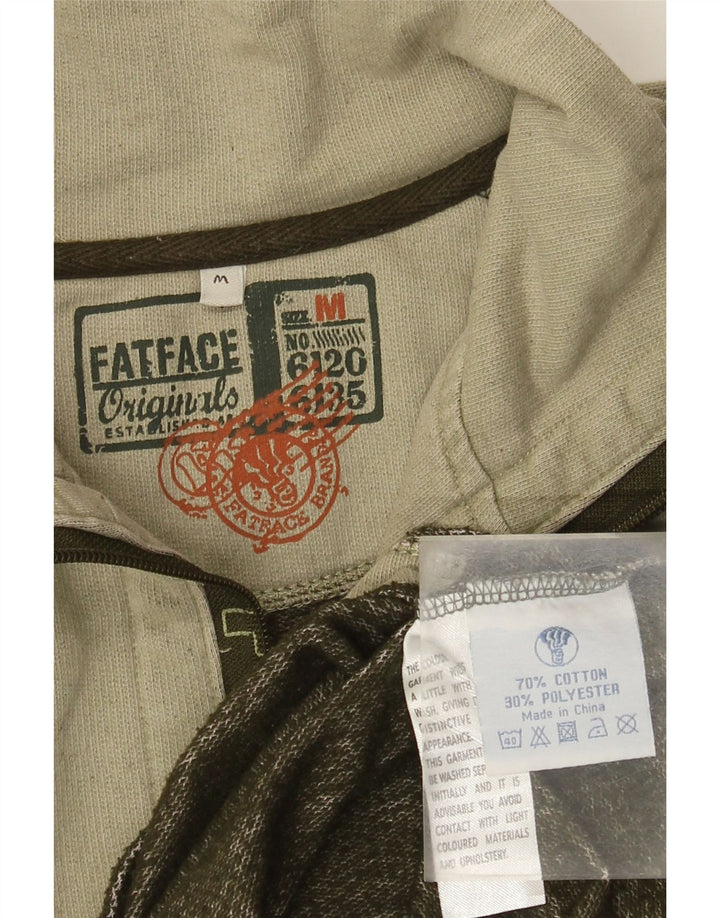 Fat Face Mens Zip Neck Sweatshirt Jumper Medium Khaki Cotton