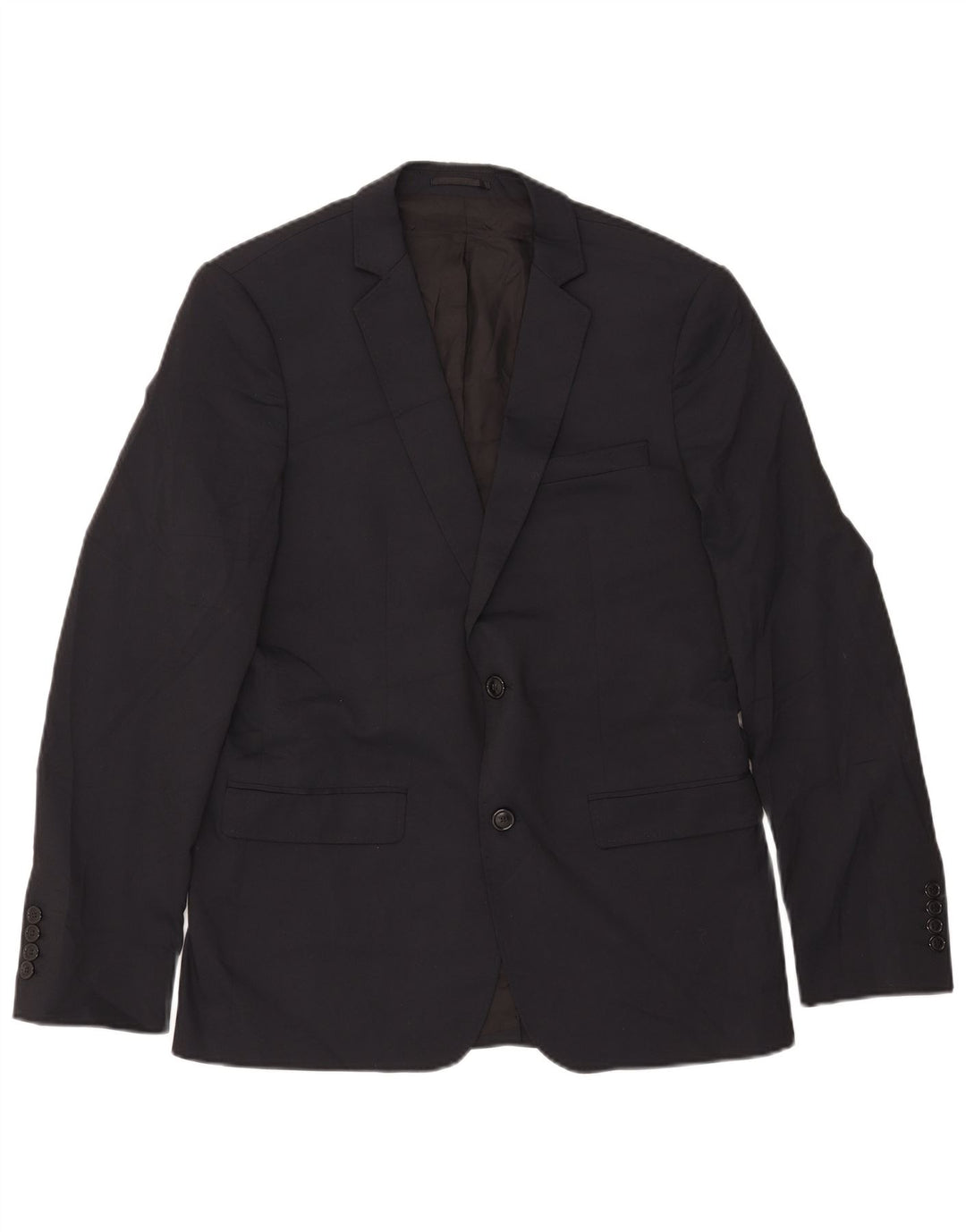 Zara Herre 2-knaps blazerjakke EU 50 Medium Navyblå Polyester