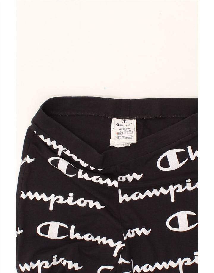 CHAMPION Womens Graphic Leggings UK 14 Medium  Black Cotton Vintage Champion and Second-Hand Champion from Messina Hembry 
