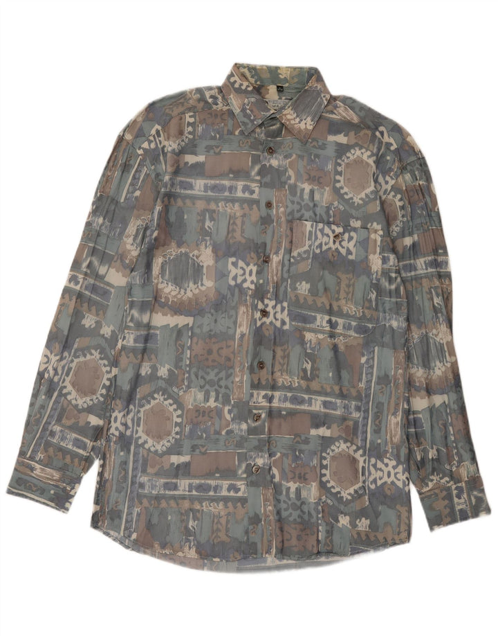 C & A Chemise Homme Motif Abstrait Taille 37/38 Petite Viscose Multicolore