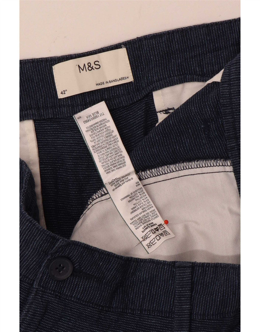 Marks & Spencer Mens Chino Shorts W42 2XL Blue Linen