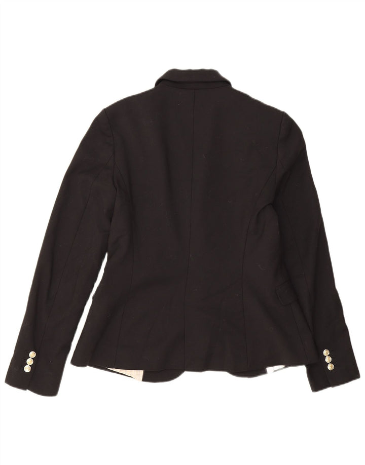 Zara Chaqueta Blazer De 1 Botón para Mujer UK 42 Mediana Algodón Negro