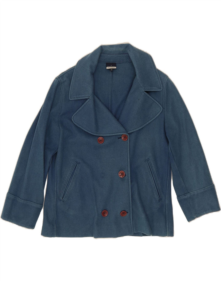 TRUSSARDI Womens Double Breasted Coat IT 42 Medium Blue Vintage Trussardi and Second-Hand Trussardi from Messina Hembry 