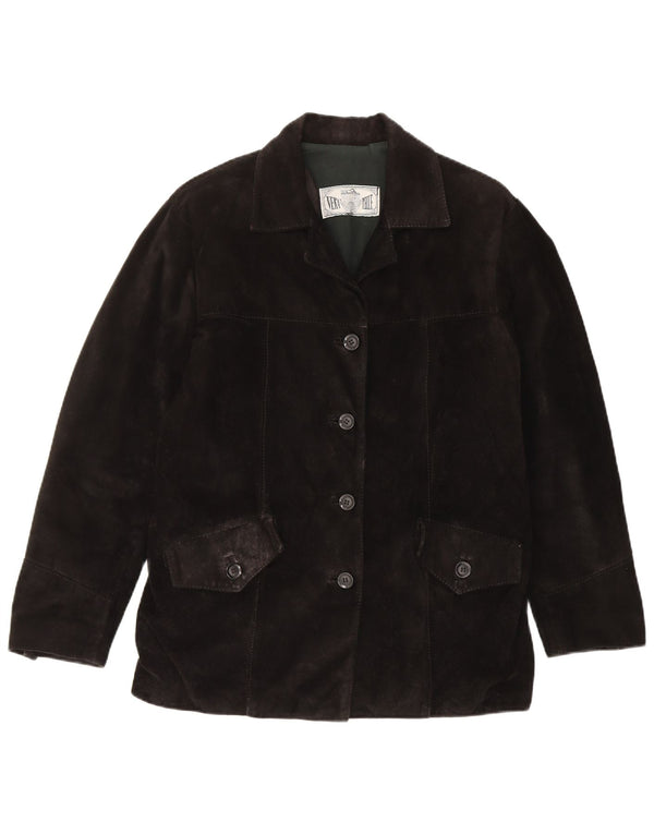 Damska kurtka zamszowa w stylu vintage IT 42, średnia czarna skóra