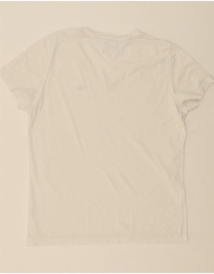 TOMMY HILFIGER Mens T-Shirt Top Large White Vintage Tommy Hilfiger and Second-Hand Tommy Hilfiger from Messina Hembry 