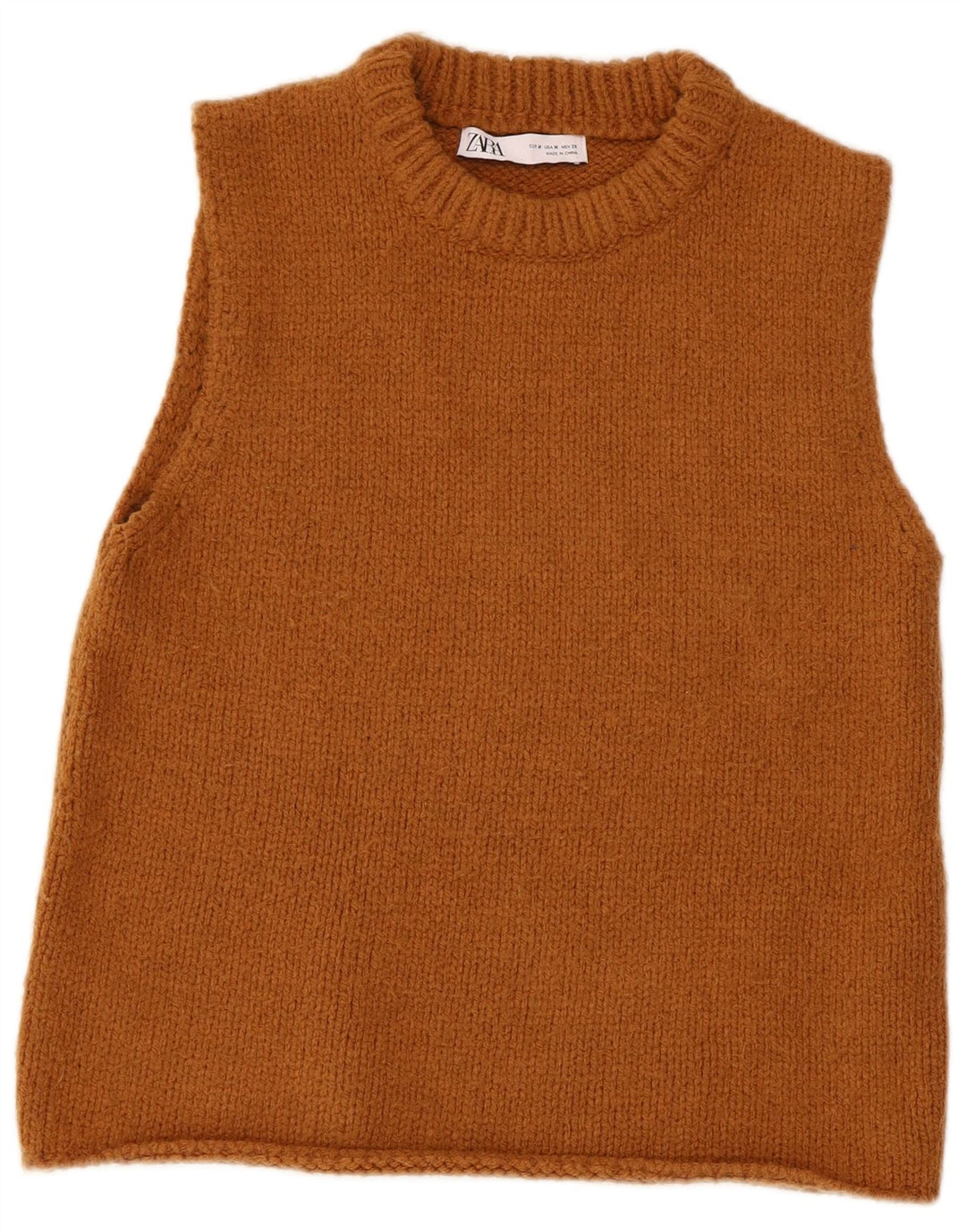 Zara Womens Vest Tank Top UK 12 Medium Brown Acrylic