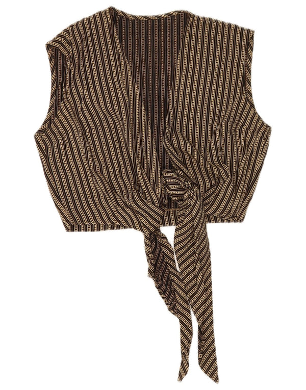 Vintage ženski kratki top bez rukava IT 42 srednje bež prugasta viskoza