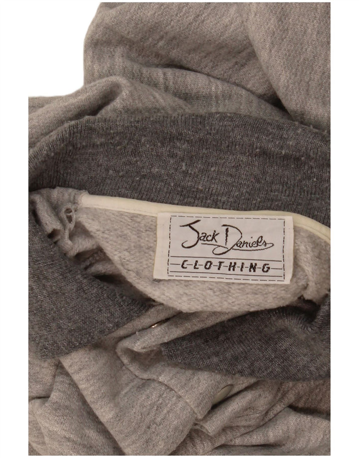 Jack Daniels Mens Polo Neck Sweatshirt Jumper Medium Grey Flecked