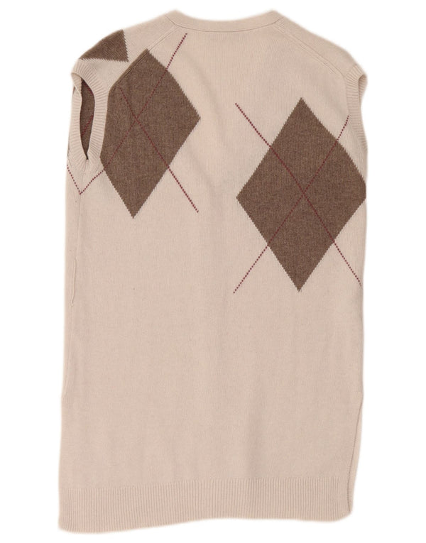 Stefanel Suéter tipo cárdigan largo sin mangas para mujer UK 10 Small Beige