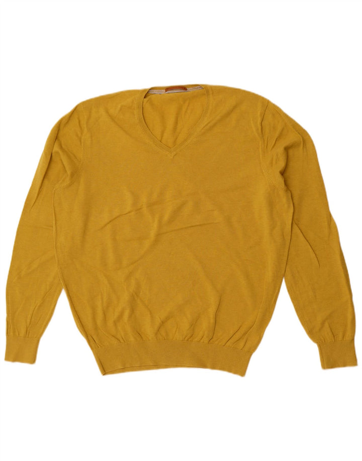 Massimo Dutti Herre V-hals sweater Stor gul bomuld