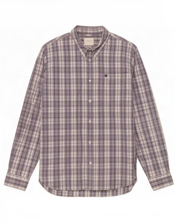 Timberland Camisa Regular Fit para Hombre 2XL Algodón A Cuadros Gris