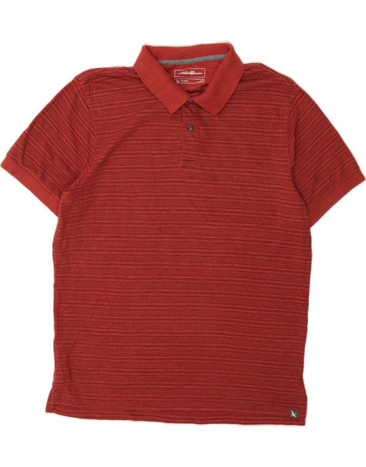 EDDIE BAUER Mens Polo Shirt Large Red Striped Cotton Vintage Eddie Bauer and Second-Hand Eddie Bauer from Messina Hembry 