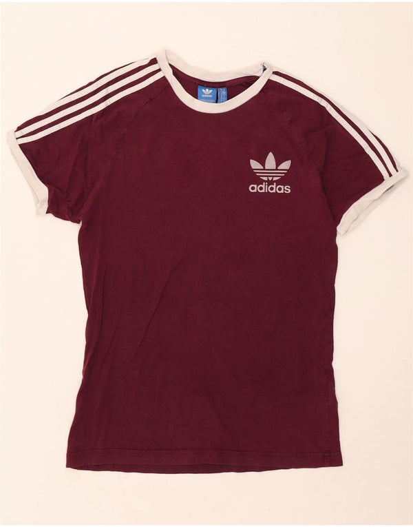 Adidas Mens T-Shirt Top Medium Burgundy Cotton