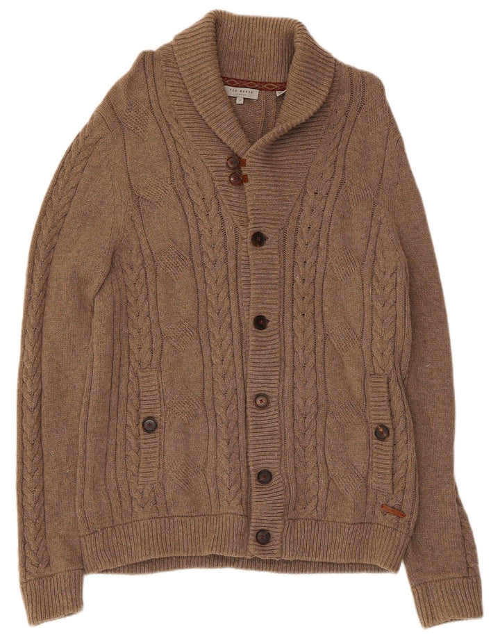 Męski sweter rozpinany Ted Baker, rozmiar 4, duży, brązowy, bawełniany