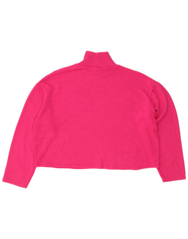 Zara Womens Loose Fit Crop Turtle Neck Jumper Pull UK 16 Grand Rose