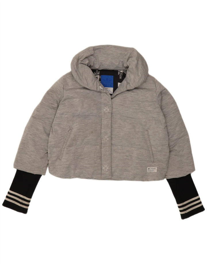 Giacca imbottita corta da donna Adidas UK 14 Poliammide color block grigio medio