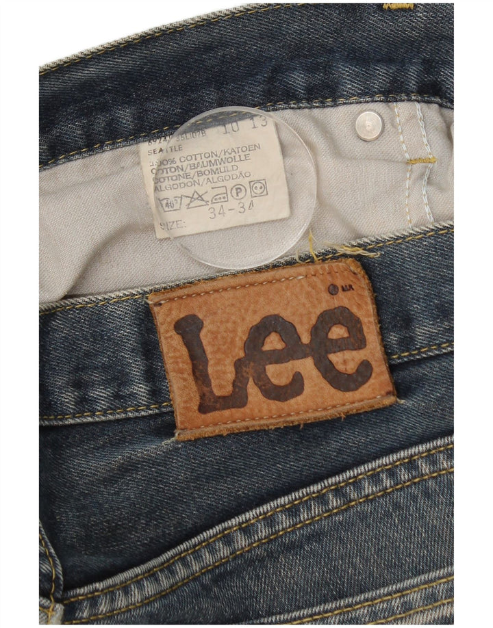 Lee Mens Seattle Straight Jeans W34 L30 Blå Bomuld