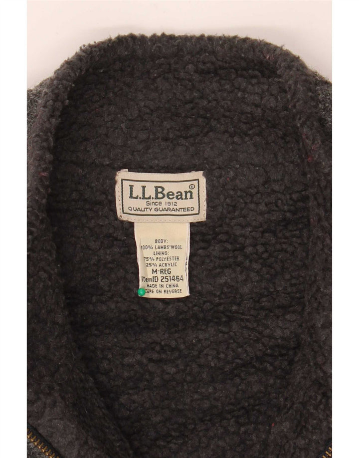 L.L.Bean Mens Sherpa Cardigan Sweater Medium Grey Lambswool