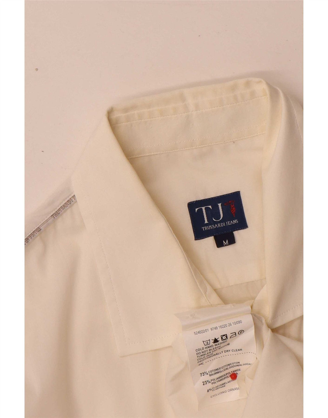Trussardi Jeans Camisa masculina média algodão branco