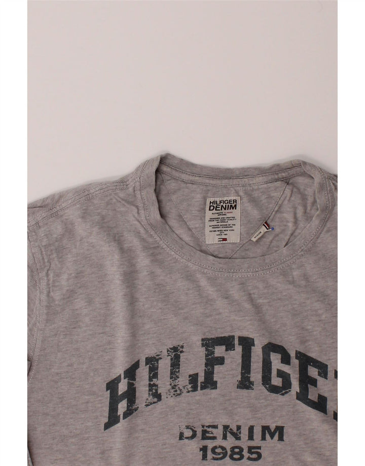 TOMMY HILFIGER Mens Graphic T-Shirt Top Medium Grey Cotton Vintage Tommy Hilfiger and Second-Hand Tommy Hilfiger from Messina Hembry 