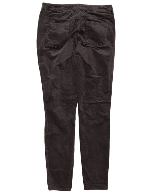 M&Co Womens Velvet Skinny Casual Trousers UK 14 Large W34 L32 Grey Cotton
