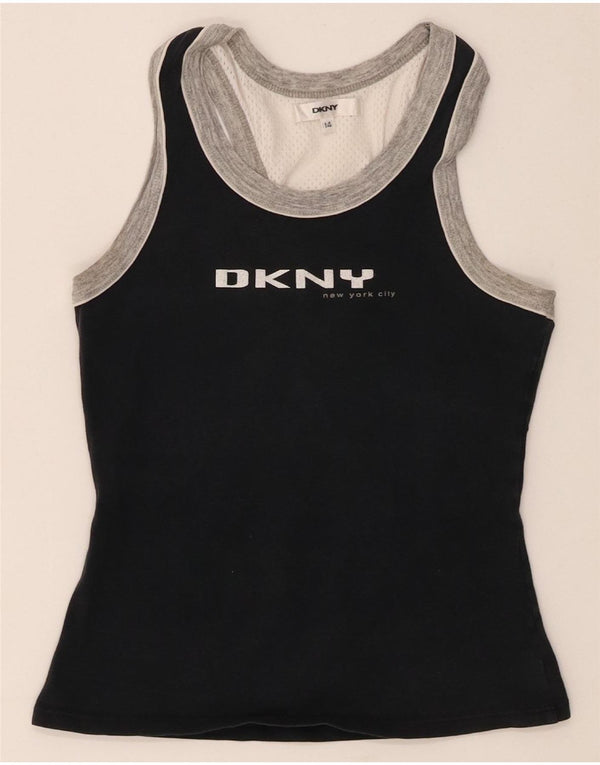Dkny Mädchen-Trägershirt mit Grafik, 13–14 Jahre, Marineblau, Farbblock